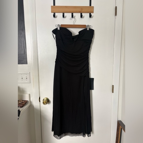 Lulus Chania Black Strapless Midi Dress Size Large NWT Wedding Guest Cocktail - Picture 4 of 11